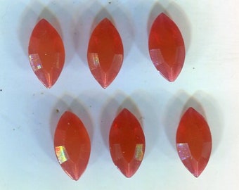 10 chatons di strass ovali cechi a punta rosso opale 12 x 6 mm