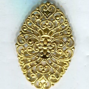2 böhmische filigrane ovale Zierteile Zwischenstücke gold 38x25 mm