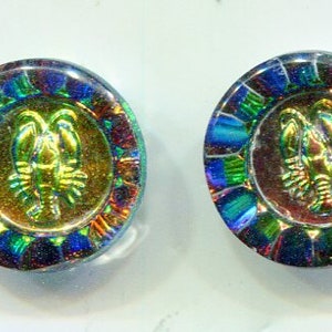 2 Boheemse foto cabochons Kreeft iridis 18 mm