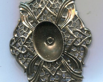 1 Bohemian filigree cabochon holder silver 18 x 13 mm