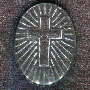 2 böhmische Cabochon Kreuz crystal 25x18 mm