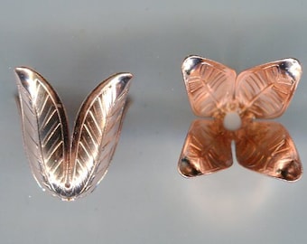 4 berretti di perla simili al calice in oro rosa per perline da 10-14 mm