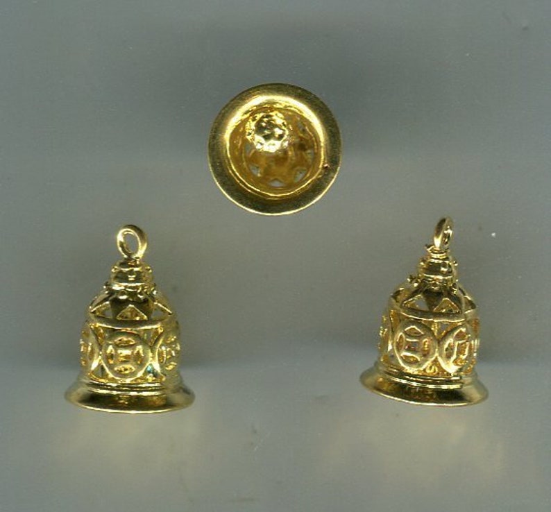 10 Tibetan-Style Glöckchen gold 16x11 mm Bild 1