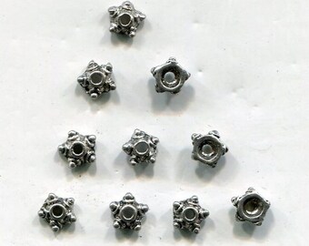 50 metal pearl caps silver 7 mm