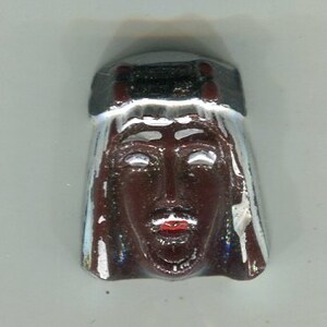1 Boheemse handbeschilderde siersteen cabochon Arabisch donkerbruin 22 x 19 mm