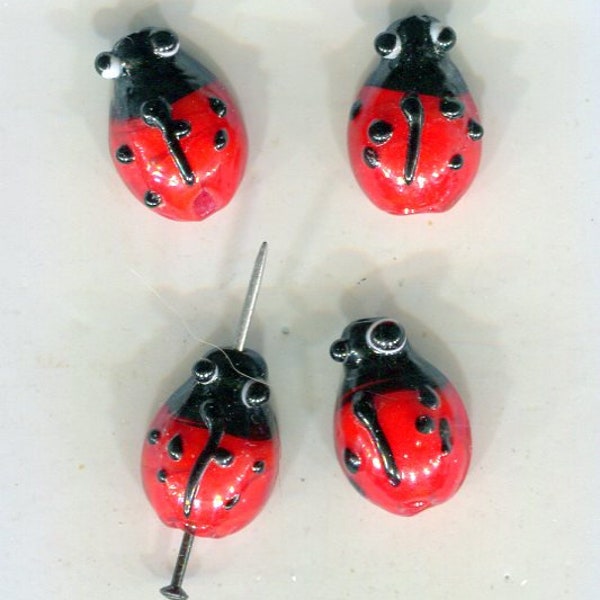 10 glass beaded ladybug 15 x 10 mm