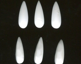 6 gocce chaton di strass di Boemia bianche 16 x 6 mm