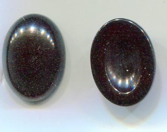 2 Böhmische Cabochon schwarz 18x13 mm