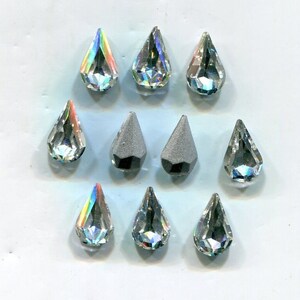 10 strass gocce chaton cristallo 13 x 8 mm