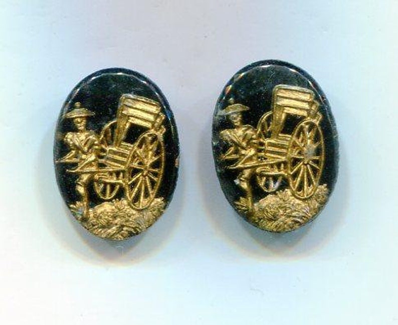 2 Czech decorative Stones cabochon gem rickshaw 18 x 13 mm