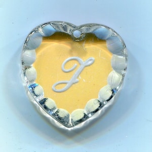 2 colgantes corazón bohemio letra J cristal AB 22 mm