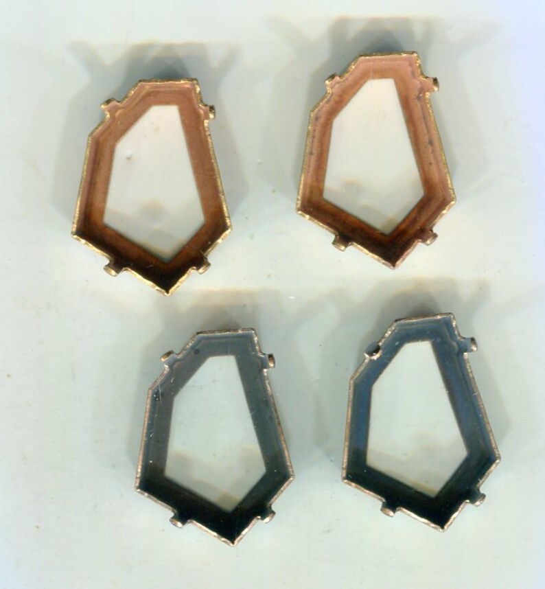 4 Bohemian Chaton sockets copper 22 x 16 mm