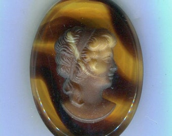 1 Böhmische Cabochon-Gemme 40x30 mm mehrfarbig braun