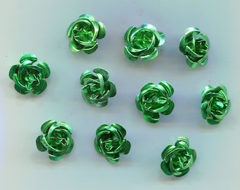 20 Alu-Rosen-Perlen grün 17 mm