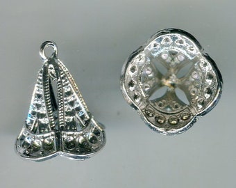 4 bonnets de perles pendentif en argent pour perles de 12 mm