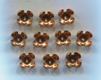 10 Bohemian flower pearl caps copper 10 mm