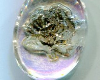 1 Böhmischer Bild-Cabochon Rose crystal AB 18x13 mm