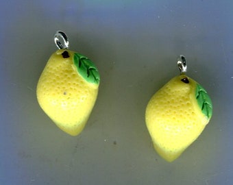 10 resin pendant lemon 20 x 12 mm