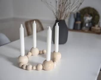 DIY, wooden candlesticks complete, Advent wreath, wooden candlesticks, Christmas candlesticks, candle wreath,