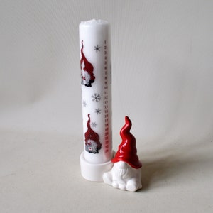 1 Danish calendar candle with candle holder, Christmas candles, candles with numbers, calendar candle, Advent calendar, Advent candle,