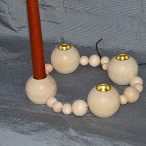 DIY, wooden ball wreath to make yourself, wooden candlestick complete, Advent wreath, image 6