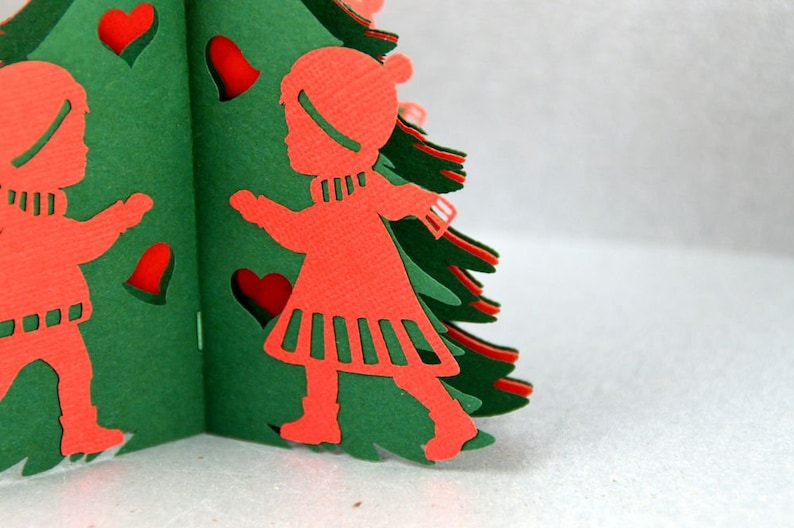 Paper mobile, heart with children, Danish paper art, Christmas tree, children, Christmas decoration, window decoration, image 2