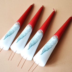 4 Danish candles with metal skewers for Christmas decoration or Advent wreath