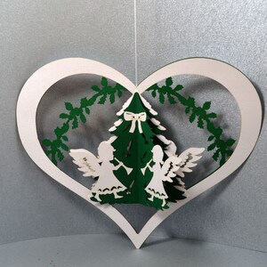 Paper mobile, heart with children, Danish paper art, Christmas tree, children, Christmas decoration, window decoration, image 4