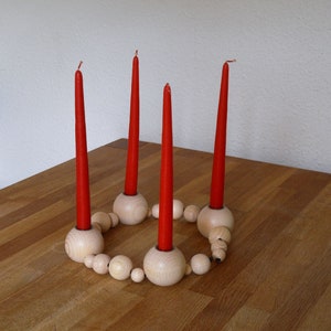 DIY, wooden ball wreath to make yourself, wooden candlestick complete, Advent wreath, image 3