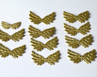 10 angel wings in gold 5 cm. Christmas cards, craft materials