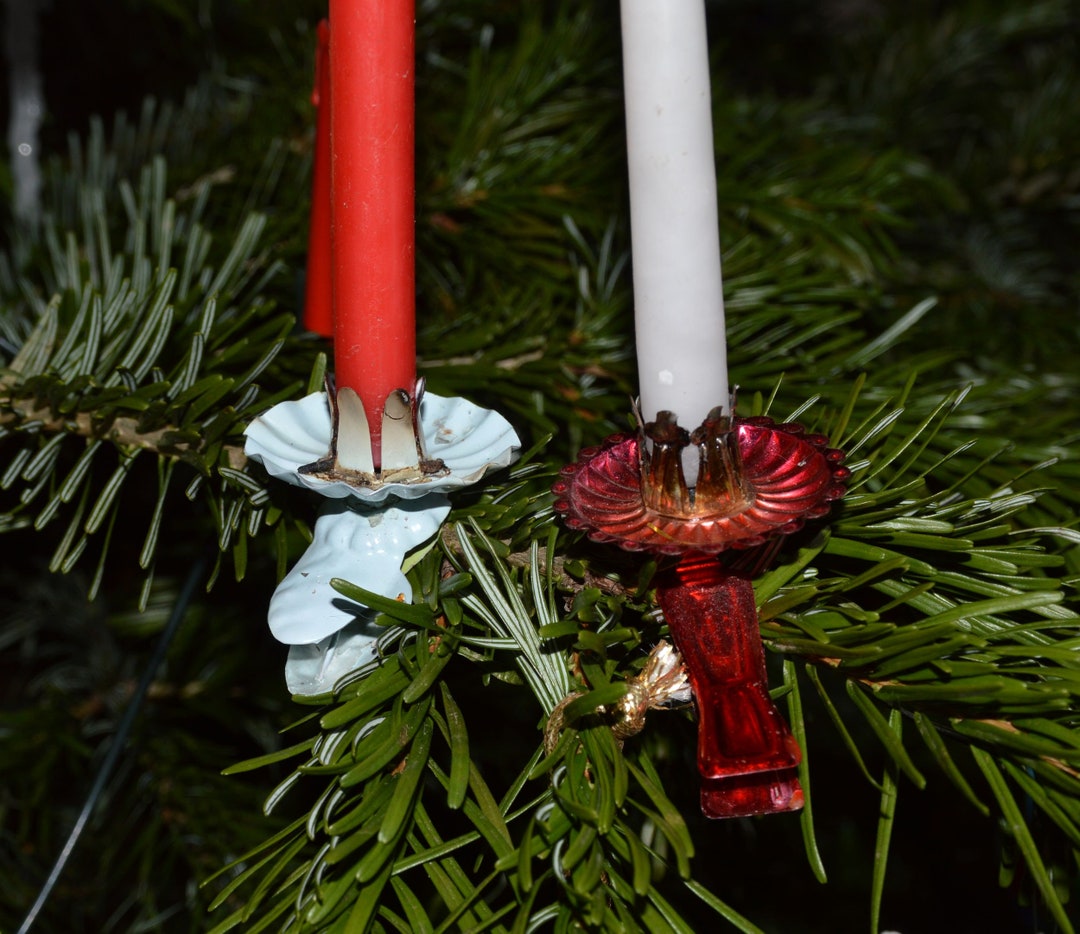 11 Red Old Christmas Tree Candle Holders in Metal Candle Etsy