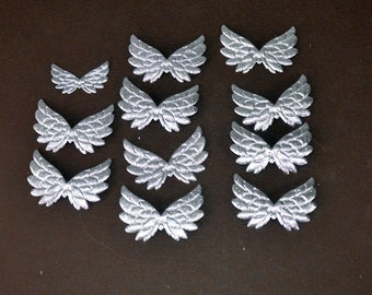 10 angel wings in silver 5 cm. Christmas cards, craft materials