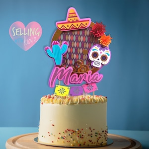 Custom cake topper with Mexican design
