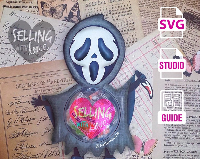Adorable Ghost Face Scream Character Keychain With Wristlet With Small ...