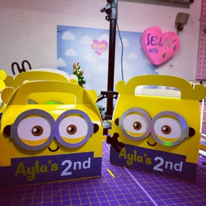 Minions Gable Box Kids Party Bag Birthday Gift Box Party Favor Boxes custom box minions Party Supplies Candy Boxes New Minion image 9