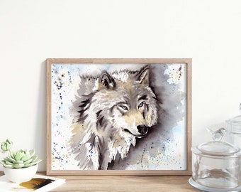 Wolf Kunstdruck / Wolf Dekor / Wolf Aquarell Malerei
