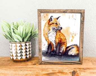Fox Watercolor Art Print | Woodland Animal Nursery Wall Art