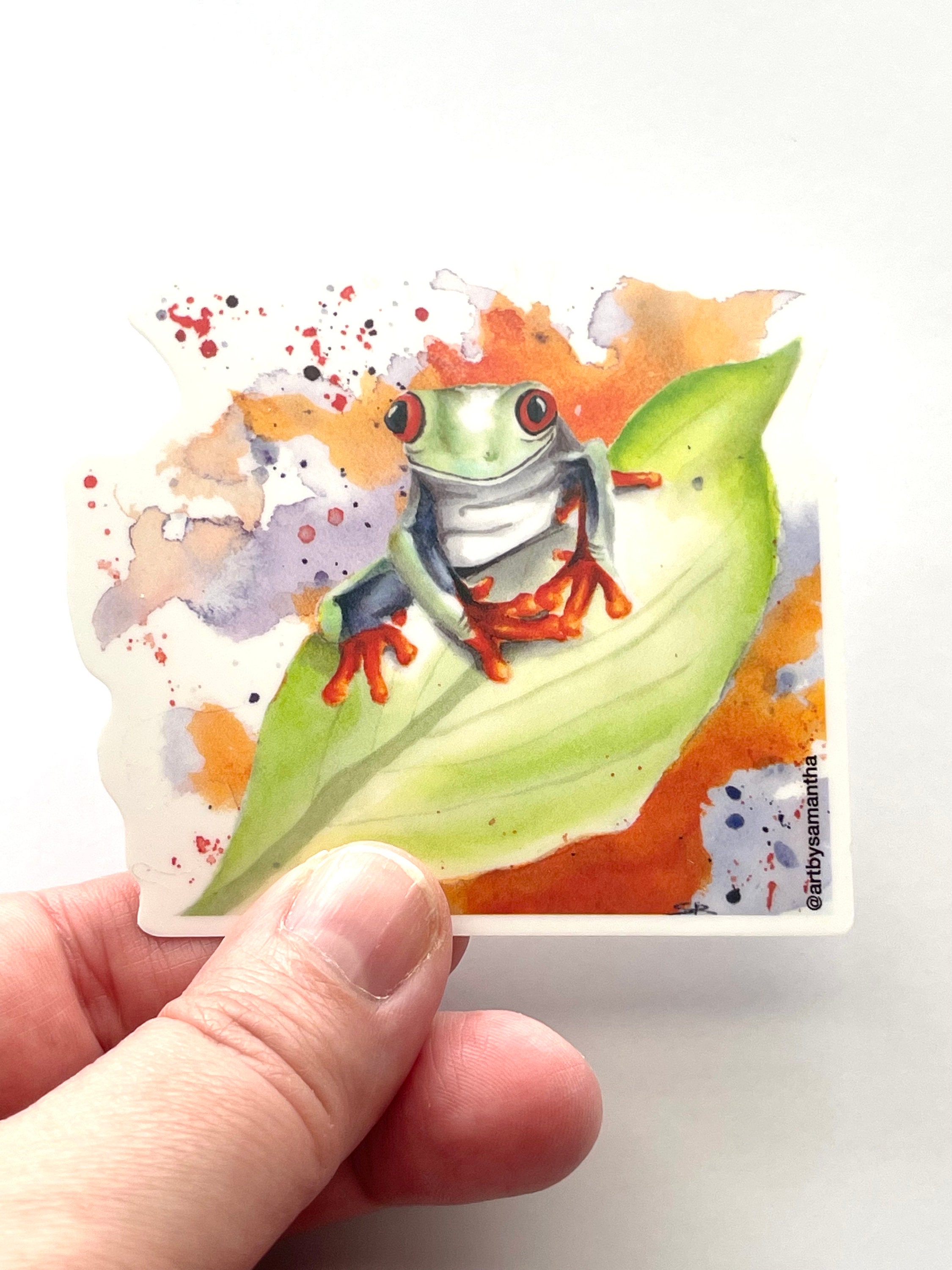 Green Tree Frog Sticker, Tropical Rainforest Animal, Waterproof Vinyl ...