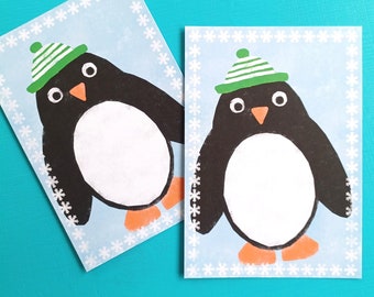 Pinguin Karte | Pinguin Postkarte | Pinguin Grußkarte | winterliche Karte lustiger Pinguin mit Mütze | Pinguin Deko | Winterdeko