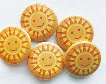 Buttons (Set) Sonne, Sommer | für Adventskalender,  Kindergeburtstag, Mitgebsel, kleine Geschenke, Kindergarten, Kinder | Motto Sommerfest