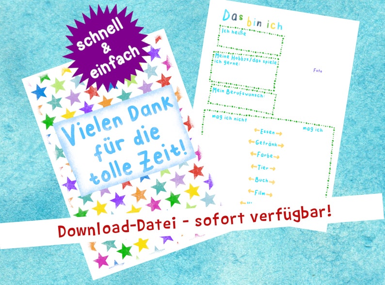 Geschenk Lehrerin, Lehrer Abschied Grundschule Abschiedsgeschenk Schule, Kindergarten digitaler Download zum Ausdrucken Downloadatei afbeelding 1