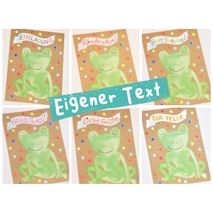 Frosch | Postkarte, Einladungskarte Geburtstag | Einladung Kindergeburtstag, Einladungskarte für Jungen und Mädchen | selbst beschriften
