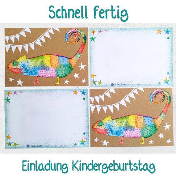 Geburtstag Einladung schnell fertig | einfach Namen eintragen | Postkarte Einladungskarte Kinder Geburtstag |Geburtstagseinladung Tiere