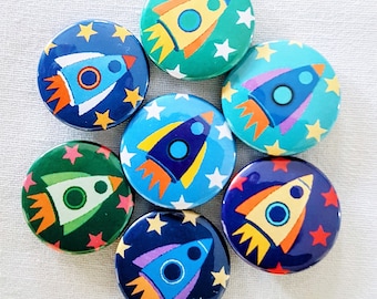 Buttons (Set) Rakete, Weltraum | kleine Geschenke Kindergeburtstag, Mitgebsel Tütchen, Gastgeschenk Kinder | Motto: Planeten, Astronaut