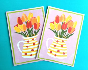 Postkarte Muttertag | Grußkarte bunter Tulpenstrauß | Karte Tulpen | Postkarte Blumen Muttertag | Grußkarte Mutter, Oma, Freundin, Kollegin