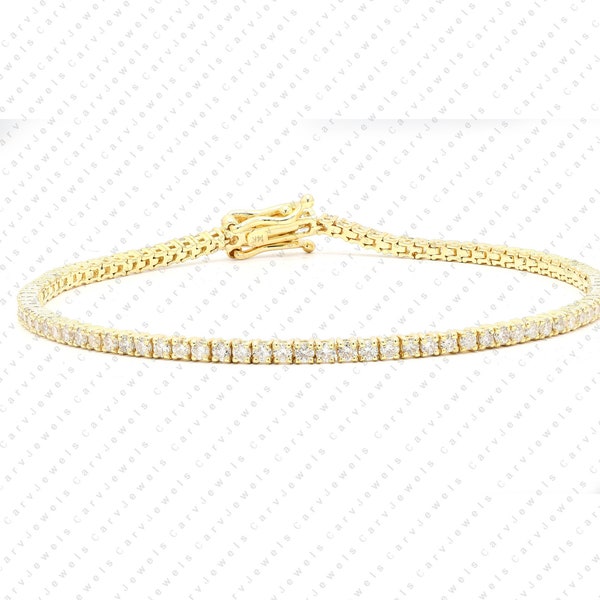 18K/14K Solid Gold Real 1.80mm diamonds tennis bracelet,  solid gold delicate bridal bracelet, thin diamond tennis bracelet for women.