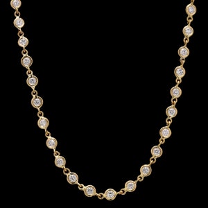 Tennis Necklace / Diamond Tennis Necklace / 14k Solid Gold Bezel Set 1.70mm Diamond Tennis Necklace / Multistone Diamond layering necklace