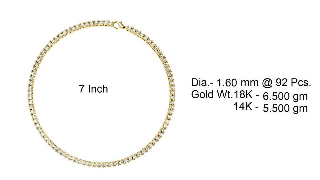 Real 1.60mm Mounting Tennis Bracelet Mounting , Solid Gold, Thin
