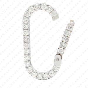 Diamond Elongated Oval 14K Solid Gold Enhancer Charm Pendant Connector ~  (Durable Chain Enhancer Multiple Charms Thick Links)