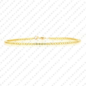 18K Solid Gold 1.50MM Round Natural Yellow Sapphire Gemstone Tennis Bracelet. Stone- Yellow Sapphire 1.50Mm Round.